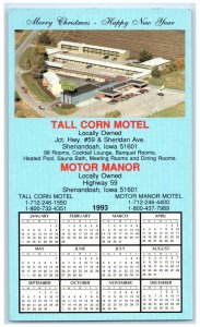 c1960's Tall Corn Motel And Motor Manor Calendar Scene Shenandoah Iowa Postcard