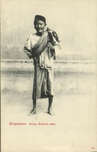 straits settlements, SINGAPORE, Malay Medical Man (1910s) Postcard