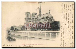 Old Postcard Notre Dame Paris Quays View