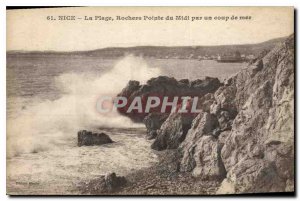 Postcard The Old Nice Beach Rocky Pointe du Midi by a heavy sea