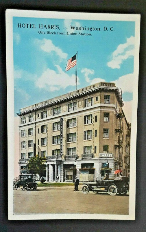 Mint Vintage Washington DC Hotel Harris 1920s Postcard 