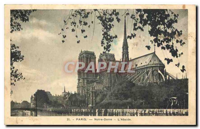 Old Postcard Paris Notre Dame the apse