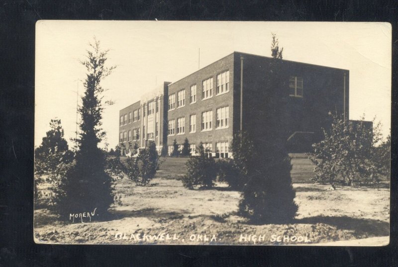 RPPC BLACKWELL OKLAHOMA HIGH SCHOOL BUILDING 1909 REAL PHOTO POSTCARD