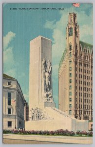 Linen~Alamo Cenotaph @ San Antonio Texas~Vintage Postcard