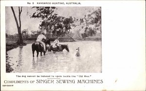 Singer Sewing Machine Advertising - Kangaroo Hunting in Australia Postcard #3