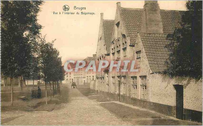 Postcard Old Bruges has seen the Interior of Beguinage