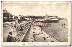 Old Postcard Nice La Promenade and Beach