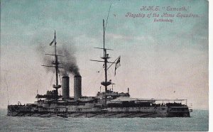 Postcard Ship HMS Exmouth Flagship Home Squadron Battleship