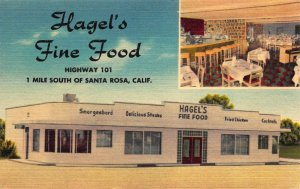 Linen Postcard Hagel's Fine Food in Santa Rosa, California~119889