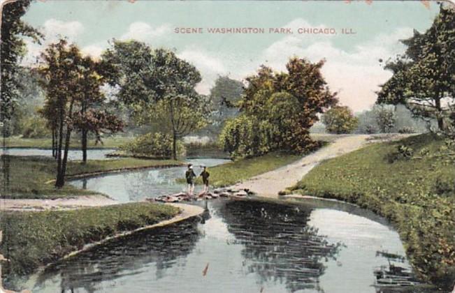 Illinois Chicago Scene In Washington Park 1908