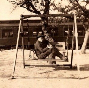 RPPC  US Army Soldier on Swing  Gay Interest  Real Photo  Postcard