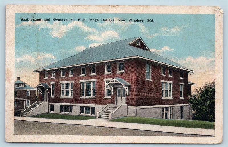 Postcard MD New Windsor Blue Ridge College Auditorium & Gymnasium c1920s N15