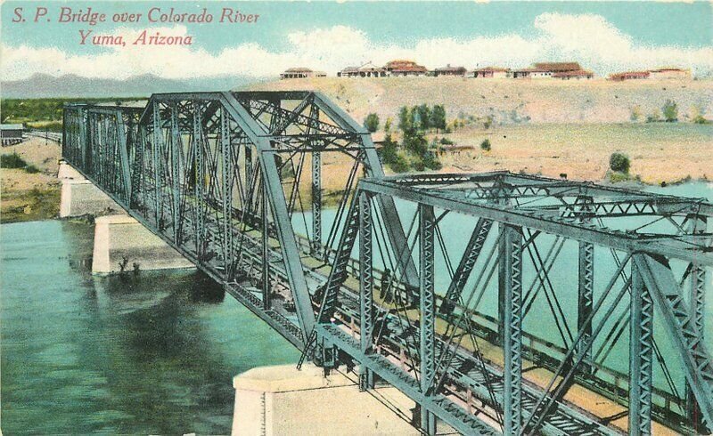 C-1910 SP Bridge Colorado River Yuma Arizona Newman Postcard 20-9042