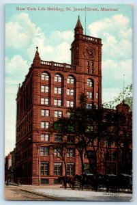 Montreal Quebec Canada Postcard New York Life Building St. James Street c1910
