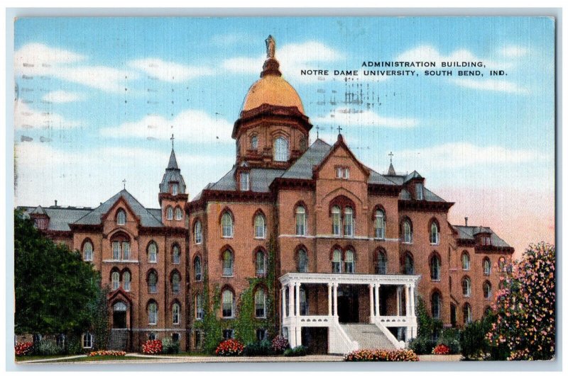 1943 Administration Building Notre Dame University South Bend IN Postcard