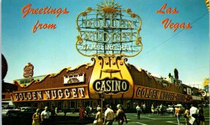 1960s Greetings from Las Vegas Golden Nugget Casino Postcard