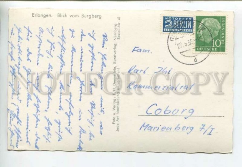 443101 GERMANY 1955 year Erlangen RPPC Berlin label