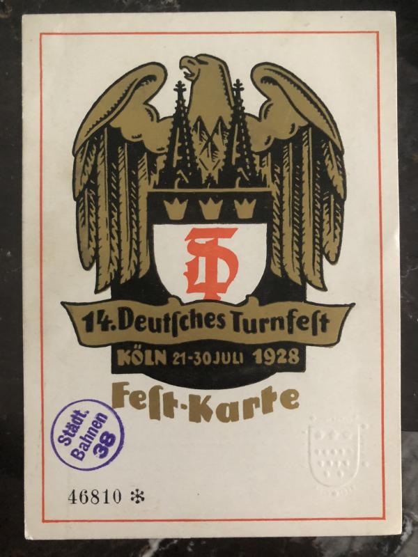 Mint Koln Germany Postcard cover German turnfest 1928
