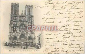Old Postcard Reims cathedral facade (1900 card)