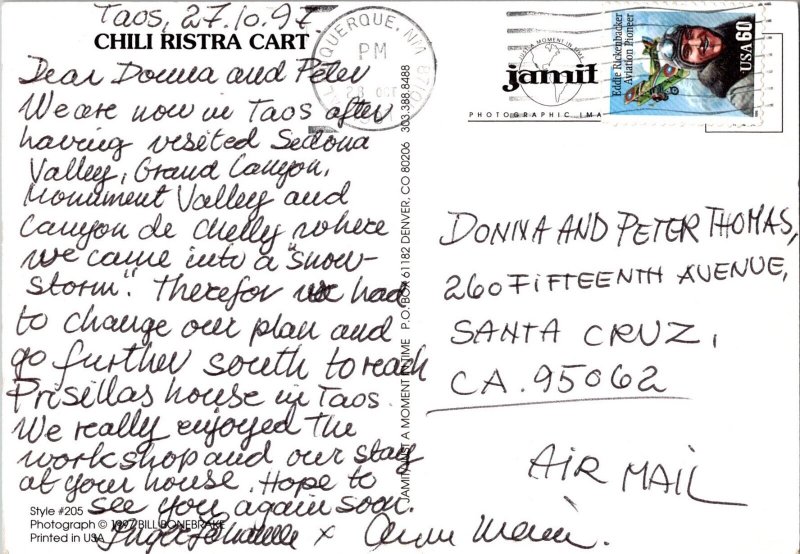 CHILI RISTRA CART New Mexico Continental Postcard CA5