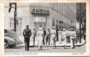 Postcard OH Toledo Smith's Cafeteria & Coffee Shop Classic Cars 1940s B4
