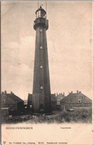 Netherlands Scheveningen Vuurtoren Lighthouse Vintage Postcard 09.41