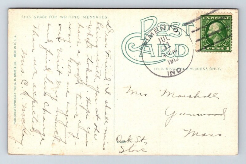 Fields Clover Antique Postcard PM Pimento IN Indiana Cancel WOB Note DB 1c Stamp 