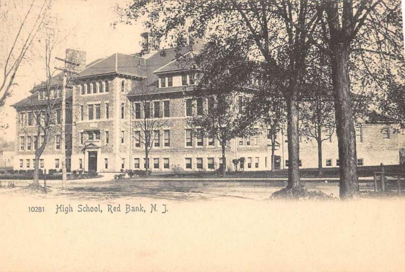 Red Bank New Jersey High School Street View Antique Postcard K106325