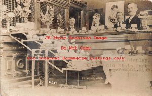 MI, Fremont, Michigan, RPPC, State Bank Interior, 1909 Fruit Display, Photo