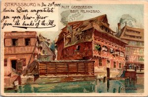 Vtg 1902 Old Tanners District Ill River Strassburg France Germany Postcard