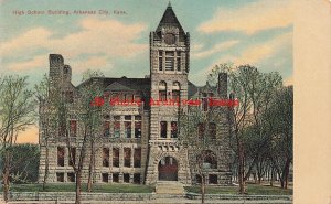 KS, Arkansas City, Kansas, High School Building, Exterior Scene, 1918 PM