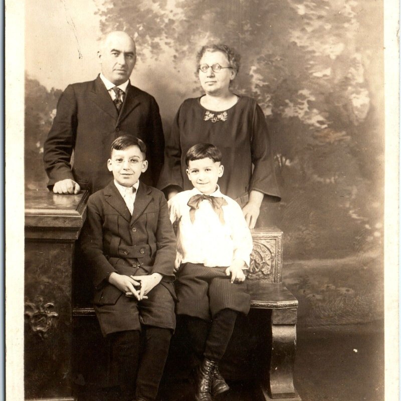 c1910s Cleveland, OH Handsome Family Boys Smile RPPC Real Photo Renslers PC A122