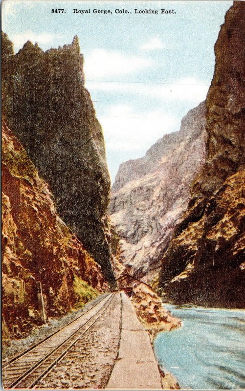 Royal Gorge Colorado CO Looking E Railroad Track Antique Postcard UNP Unused DB 