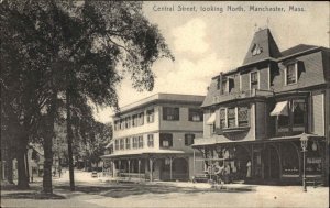 Manchester Massachusetts MA Central Street Scene c1910 Vintage Postcard