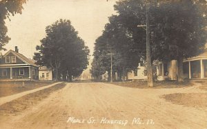 Kingfield ME Maple Street Telephone Poles Real Photo Postcard