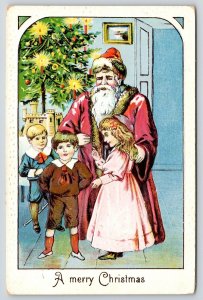 Victorian Christmas~Old Style Santa~Long Mauve Robe~Candle Tree~Children~Germany