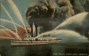Portland OR Fire Fighting Boat c1910 Postcard