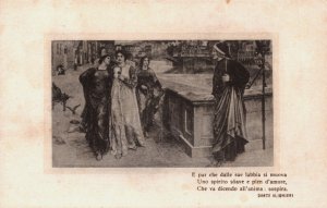 Famous People Dante Alighieri Poem Women and a Man Vintage Postcard C358