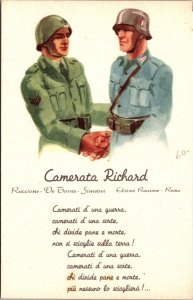 Mint Italy WW2 Patriotic PPC postcard Unbreakable Bond between soldiers