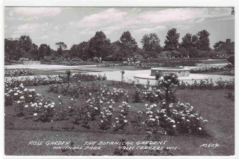 Rose Garden Botanical Garden Whitnall Park Hales Corners Wisconsin RPPC postcard
