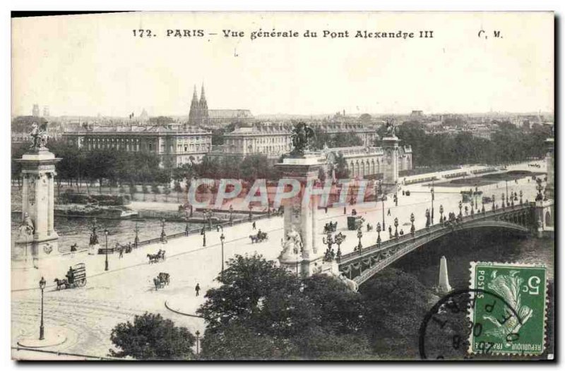 Old Postcard Paris Vue Generale Pont Alexandre III