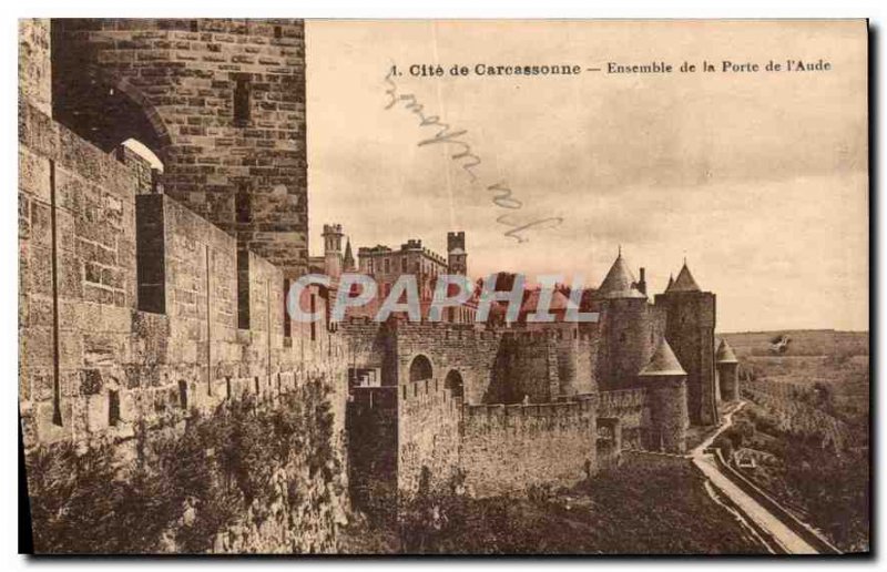 Postcard Old Cite Carcassonne Gate Aude Set