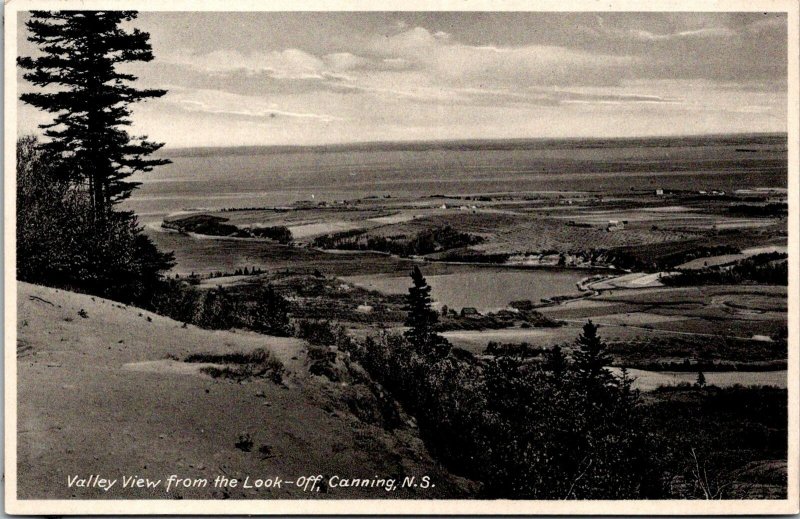 VINTAGE POSTCARD VIEW OF THE VALLEY FROM THE LOOK-OFF AT CANNING NOVA SCOTIA