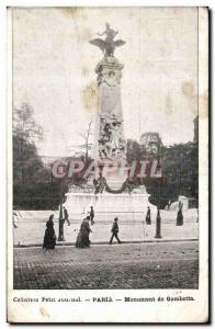 Paris Old Postcard Gambetta Monument