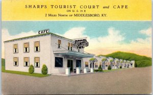 1930s Sharp's Tourist Court and Cafe U.S. 25E Middlesboro KY Postcard