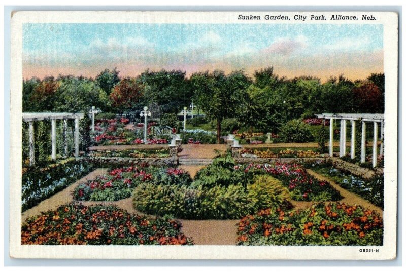 1951 Scenic View Sunken Garden City Park Alliance Nebraska NE Vintage Postcard