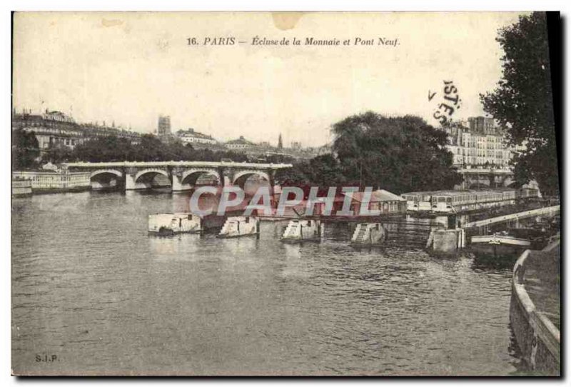 Old Postcard Paris Lock the Mint and New Bridge
