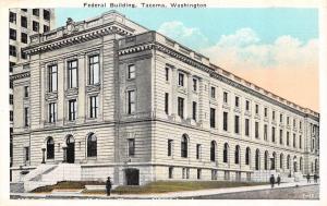 TACOMA, WA Washington    FEDERAL BUILDING~Men on Sidewalk    c1920's Postcard