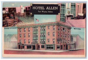 c1950's Hotel Allen Fireproof Advertising Fort Wayne IN, Multiview Postcard