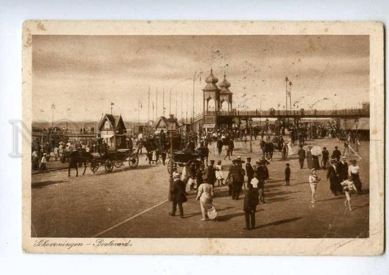 192262 HOLLAND Scheveningen Vintage RPPC to RIGA Perfin stamp